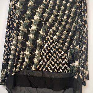 Sammy Taylor Camo Print Blouse XL Sheer Hem Long Sleeve